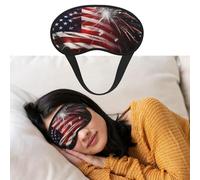 American Flag Firework Eye Mask for Sleeping Soft Satin Sleep Shade Cover Blindfold with Elastic Strap Travel Nap Blackout Eye Shade Cover for Women Men