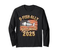 American Flag Fish Skeleton Funny Fisherman 2025 Retirement Long Sleeve T-Shirt