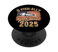 American Flag Fish Skeleton Funny Fisherman 2025 Retirement PopSockets Adhesive PopGrip