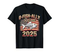 American Flag Fish Skeleton Funny Fisherman 2025 Retirement T-Shirt