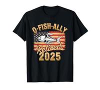 American Flag Fish Skeleton Funny Fisherman 2025 Retirement T-Shirt