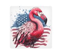 American Flag Flamingo Camera Wrap Cloth, Squares Magic Self-Adhesive Cloth for Lens Camera Anti-Scratch Lens Protector Makeup Wrap Cloth Bag 17.7" x 17.7"