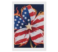 American Flag Flower Diamond Art Kits for Adults 8"x12" DIY Diamond Painting Kit for Beginners Gem Art Painting with Round Full Drill Diamonds DIY Paint Paintings for Home Wall Decor Gift