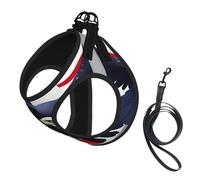 American Flag Fly Eagle 1 Print Dog Harness Reflective Pet Vest Harness Puppy Harnesses Leash Set,For Walking Training