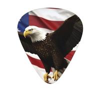 American Flag Fly Eagle 12 Pack Guitar Plectrums With Storage Case, 0.46/0.71/0.96mm, Including Thin, Medium Thick Guitar Plectrums For Electric Guitars Bass Ukulele
