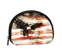 American Flag Fly Eagle Coin Purse Shell Mini Pouch Wallet Change Bag for Women Girls Kids