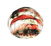 American Flag Fly Eagle Print Premium Double Layer Shower Cap For Women With Reusable Shower Cap For Hair - Waterproof Plastic Cap - Shower Caps For Long, Short And Curly Hairs