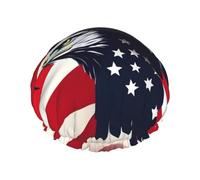 American Flag Fly Eagle Shower Caps, Waterproof Bath Caps Reusable Shower Caps Band Bath Hair Hat For Women Ladies