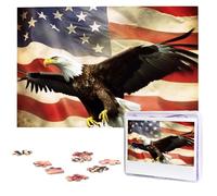 American Flag Fly Eagle Wooden Puzzles 1000 Pieces Personalized Jigsaw Puzzle For Adults Interesting Custom Photo Puzzles Gift For Holiday Birthday Wedding Anniversay