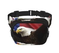 American Flag Fly Eaglewaist Bag for Men Women - Adjustable Double Fanny Pack for Travel, Sports, and Daily