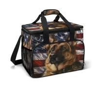 American Flag German Shepherd Large Lunch Bag Soft Cooler Bag Insulated Thermal Bag Reusable Grocery Bags for Office Picnic Beach
