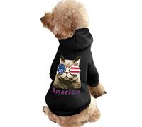 American Flag Glasses Winter Dog Hoodie Sweatshirts Warm Dog Clothes for Small Dogs Chihuahua Coat Clothing Puppy Cat Custume L