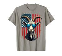 American Flag Goat Sunglasses Farmer T-Shirt