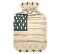 American Flag Grey Beige hot Water Bottle with Soft Cover, 2L hot compresses for The Body for Pain Relief, Pain Relief