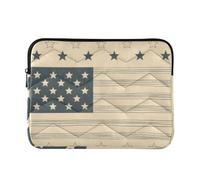 American Flag Grey Beige Laptop Sleeve Case 15-16 Inch Concise Laptop Storage Bag for Work Journey