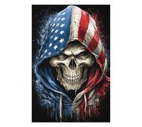 American Flag Grim Reaper Hoodie Jigsaw Puzzle for Adults, 1000 Piece
