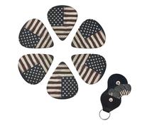 American Flag Guitar Picks 6 Pack 3 Different Thickness Celluloid Guitar Plectrums with Guitar Pick Holder Personalized Guitar Pick for Acoustic Guitar, Electric Guitar, Bass, Ukulele