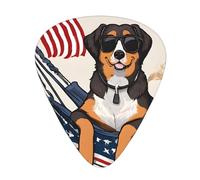 (American Flag) Guitar Picks Set Of 12 With Transparent Plastic Box For Bass Electric And Acoustic Guitars Ukulele