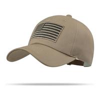 American Flag Hat, Adjustable Fit USA Baseball Cap for Men Women, Dad Hats, Outdoor Ball Caps for Casual Wear, Khaki, One size