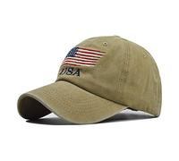 American Flag Hats Vintage Washed Distressed Cotton Dad Hat Baseball Cap Adjustable Trucker Unisex Style Headwear - Beige - Large