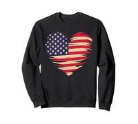 American Flag Heart Distressed Patriotic Fourth of July USA Sweatshirt