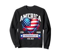American Flag Heart Independence Day Patriotic USA Sweatshirt