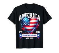 American Flag Heart Independence Day Patriotic USA T-Shirt