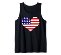 American Flag Heart love America Patriotic Stars Stripes Tank Top