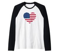 American Flag Heart Raglan Baseball Tee