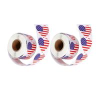 American Flag Heart Stickers 2 Rolls for Envelopes and Computers | Paper Seals, Easy Application and Removal, Print, Holiday Party Use for 4th of July and Memorial Day