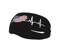 American Flag Heartbeat Headband Unisex Non-Slip Wicking Sport Headbands