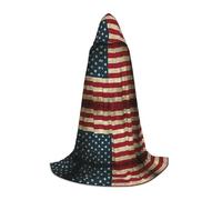 American Flag Hooded Cape For Teenagers Witch Vampire Cosplay Party Halloween Christmas Printed Long Cloak