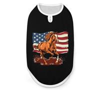 American Flag Horse Riding 4th of July Dog Shirts Sleeveless T-Shirt Pet Tank Top Soft Summer Vests Clothes for Dogs And Cat 2XL