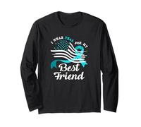 American Flag I Wear Teal for My Best Friend Cervical Cancer Long Sleeve T-Shirt