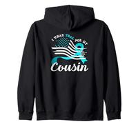 American Flag I Wear Teal For My Cousin Cervical Cancer Zip Hoodie