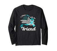 American Flag I Wear Teal for My Friend Cervical Cancer Long Sleeve T-Shirt