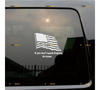 American Flag If You Don't Speak English Go Home Funny Sticker Decal Vinyl - White 20.3cm - for Car Boat Laptop Cup No Background Die-Cut