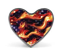 American Flag in Flame Heart Brooch Pin Lapel Pins Tie Suit Dress Accessories Wedding Birthday for Men Women