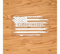 American Flag in God We Trust Sticker Decal Vinyl Distressed Tattered - White 20.3cm - for Car Boat Laptop Cup No Background Die-Cut