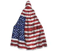 American Flag Independence Fourth of July print Unisex Medieval Viking Hooded Cape Cloak for Halloween Cosplay, Christmas Party Costume Outfits