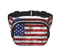 American Flag Independence Fourth Of July Print Unisex Square Double Layer Waist Bag Crossbody Fanny Pack Travel Workout Accessory, Black, One Size, Black, One Size