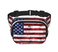 American Flag Independence Fourth of July Unisex Adjustable Waist Square Double Layer Waist Pack for Outdoor Activities Travelling Running Hiking