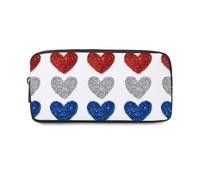 American Flag Inspired Heart Pencil Case Girls with Zip Up Large Pencil Cases Pen Pouch School Supplies for Boys Secondary High School College Sixth Form Stationery Gifts for Women Men