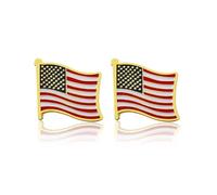 American Flag Lapel Pin 2 PCS Metal Enamel Flag Pins Patriotic Waving US Flag Brooch Badge for Men Women Veteran Apparel Gift