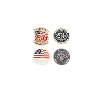 American Flag Lapel Pin Set 4 Pack USA 250th Anniversary Collectible Enamel Pins for Suit Jacket Hat Backpack Parade Ceremony Patriotic Gift for Veterans Day, L, Zinc, no gemstone