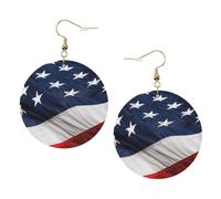 American Flag Leather Round Earrings Daily Accessories Working At Work Women'S Fashion