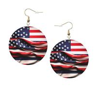 American Flag Leather Round Earrings Daily Accessories Working At Work Women'S Fashion