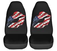 American Flag Lips Kiss Driver Passenger Seat Protector Set Of 2 Auto Seats Cover Washable Universal Front Seats Cover For Women Suv Men