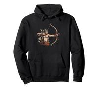 American Flag Longbow Vintage Distressed Art Patriotic Pullover Hoodie