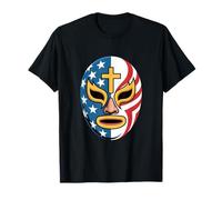 American Flag Lucha Libre Mask Cross T-Shirt